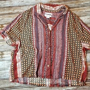 Rachel Zoe Linen Button Down Crop Top XL EUC